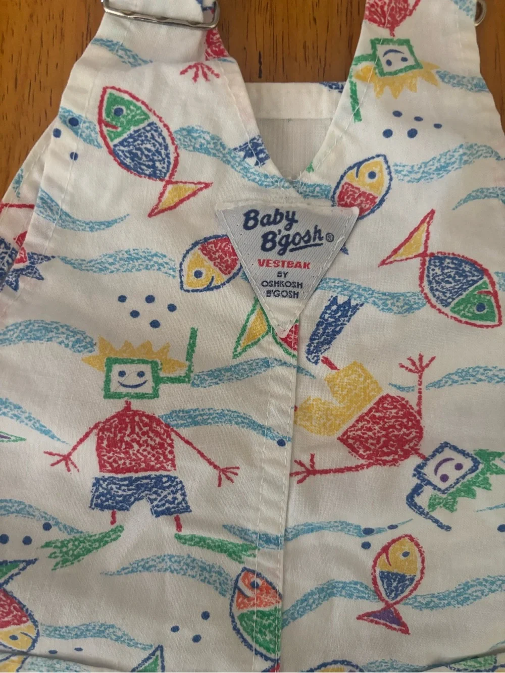 OshKosh B'gosh Baby B’gosh Vintage 90’s Rare Fish Print Short Overalls 24Mo